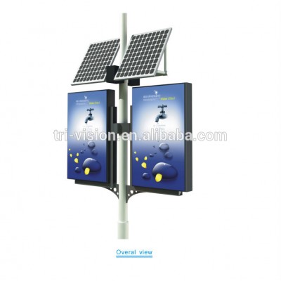 Outdoor Double Side Flex Banner Static Solar Powered Lamp Post Light Box